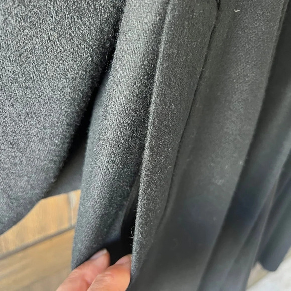 I.Magnin Black Vintage 100% Pure Wool Long Midi Duster Coat 1980s Size Large - Picture 6 of 6